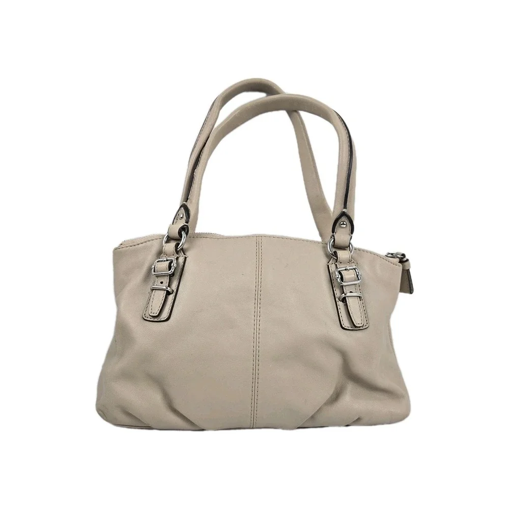 Coach Madison Mini Shoulder Bag Y2K Beige Leather Satchel Purse Buckles Vtg Y2K